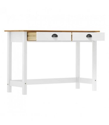 vidaXL Console Table Hill with 2 Drawers 110x45x74 cm Solid Pine Wood — Colour: white and brown
