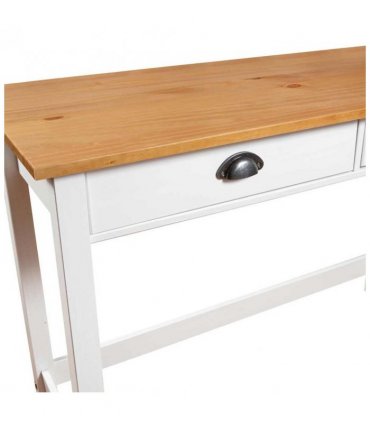 vidaXL Console Table Hill with 2 Drawers 110x45x74 cm Solid Pine Wood — Colour: white and brown