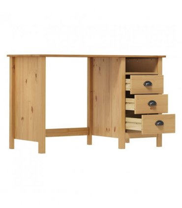 vidaXL Desk Hill with 3 Drawers 120x50x74 cm Solid Pine Wood — Colour: brown, Size: 120 x 50 x 74 cm