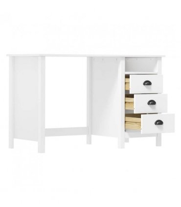 vidaXL Desk Hill with 3 Drawers 120x50x74 cm Solid Pine Wood — Colour: white, Size: 120 x 50 x 74 cm
