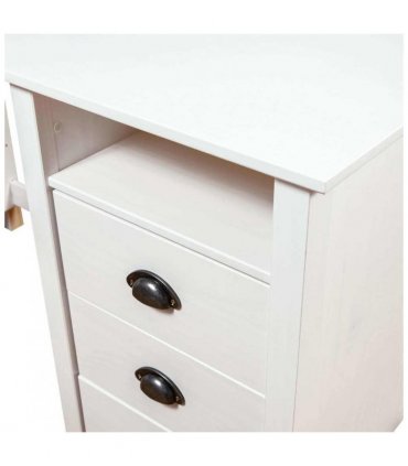 vidaXL Desk Hill with 3 Drawers 120x50x74 cm Solid Pine Wood — Colour: white, Size: 120 x 50 x 74 cm