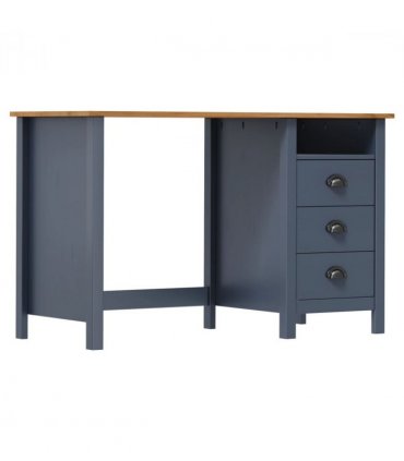 vidaXL Desk Hill with 3 Drawers Grey 120x50x74 cm Solid Pine Wood — Size: 120 x 50 x 74 cm