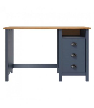 vidaXL Desk Hill with 3 Drawers Grey 120x50x74 cm Solid Pine Wood — Size: 120 x 50 x 74 cm