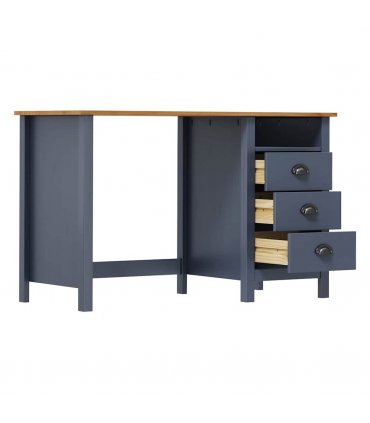 vidaXL Desk Hill with 3 Drawers Grey 120x50x74 cm Solid Pine Wood — Size: 120 x 50 x 74 cm