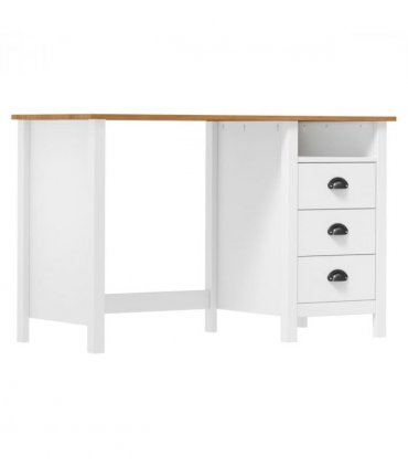 vidaXL Desk Hill with 3 Drawers 120x50x74 cm Solid Pine Wood — Colour: white and brown