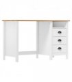 vidaXL Desk Hill with 3 Drawers 120x50x74 cm Solid Pine Wood — Colour: white and brown
