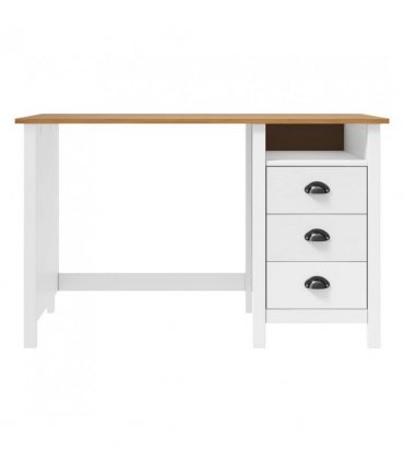 vidaXL Desk Hill with 3 Drawers 120x50x74 cm Solid Pine Wood — Colour: white and brown