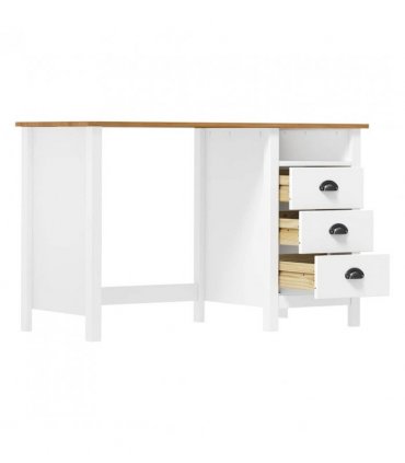 vidaXL Desk Hill with 3 Drawers 120x50x74 cm Solid Pine Wood — Colour: white and brown