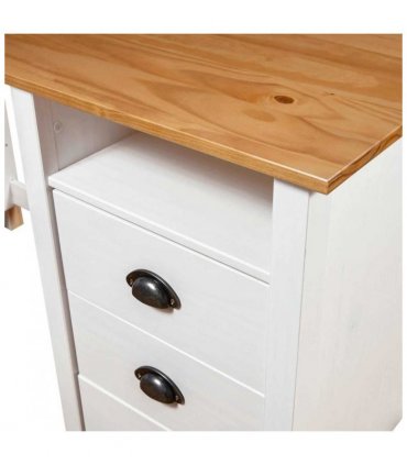 vidaXL Desk Hill with 3 Drawers 120x50x74 cm Solid Pine Wood — Colour: white and brown