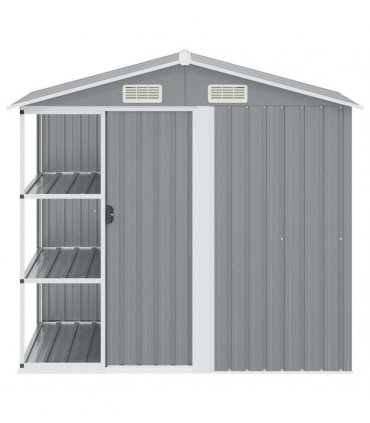vidaXL Garden Shed with Rack Grey 205x130x183 cm Iron