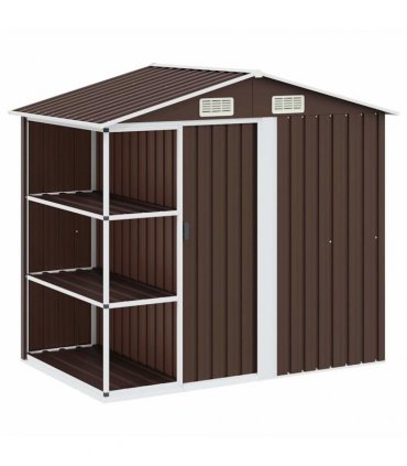 vidaXL Garden Shed with Rack Brown 205x130x183 cm Iron