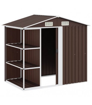 vidaXL Garden Shed with Rack Brown 205x130x183 cm Iron