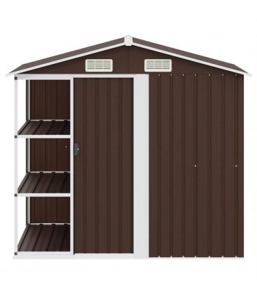 vidaXL Garden Shed with Rack Brown 205x130x183 cm Iron