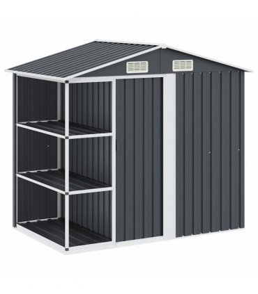 vidaXL Garden Shed with Rack Anthracite 205x130x183 cm Iron