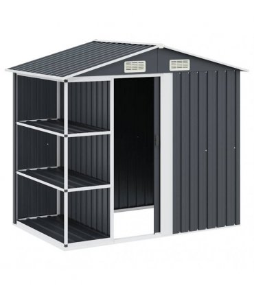 vidaXL Garden Shed with Rack Anthracite 205x130x183 cm Iron