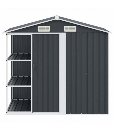 vidaXL Garden Shed with Rack Anthracite 205x130x183 cm Iron
