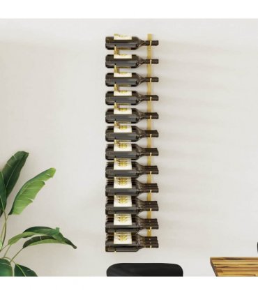 vidaXL Wall Mounted Wine Rack for 36 Bottles Gold Iron