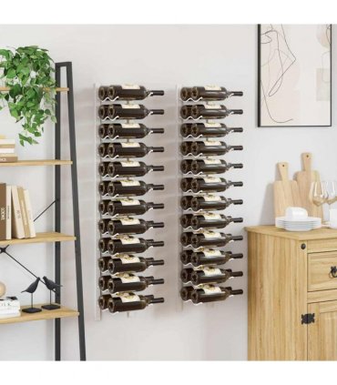 vidaXL Wall Mounted Wine Rack for 24 Bottles 2 pcs White Iron