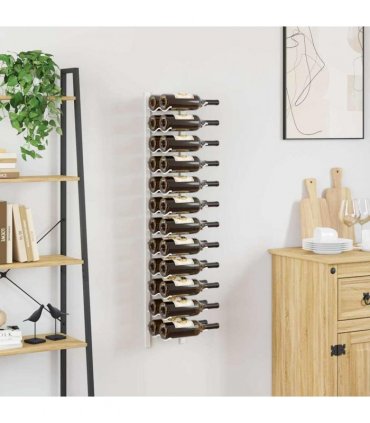 vidaXL Wall Mounted Wine Rack for 24 Bottles White Iron