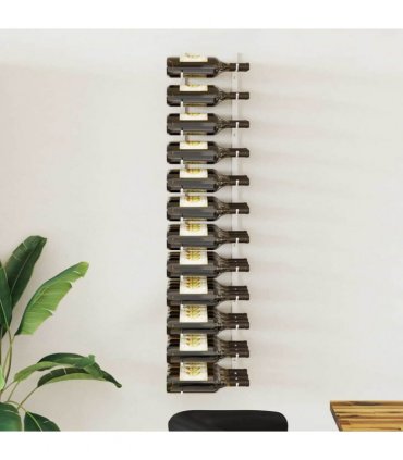 vidaXL Wall Mounted Wine Rack for 36 Bottles White Iron