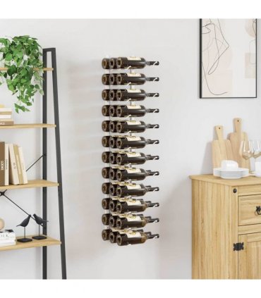 vidaXL Wall Mounted Wine Rack for 36 Bottles White Iron
