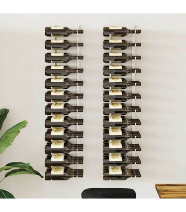 vidaXL Wall Mounted Wine Rack for 36 Bottles 2 pcs White Iron