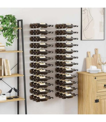 vidaXL Wall Mounted Wine Rack for 36 Bottles 2 pcs White Iron