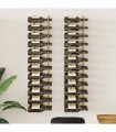 vidaXL Wall Mounted Wine Rack for 36 Bottles 2 pcs Gold Iron