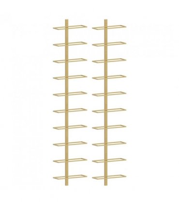 vidaXL Wall-mounted Wine Rack for 10 Bottles 2 pcs Gold Metal