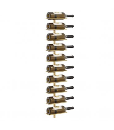 vidaXL Wall-mounted Wine Rack for 10 Bottles 2 pcs Gold Metal