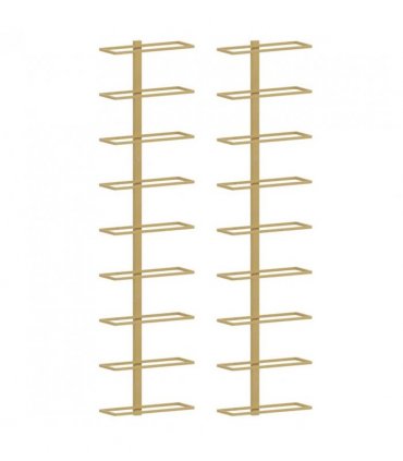 vidaXL Wall-mounted Wine Rack for 9 Bottles 2 pcs Gold Iron