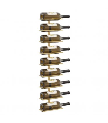 vidaXL Wall-mounted Wine Rack for 9 Bottles 2 pcs Gold Iron