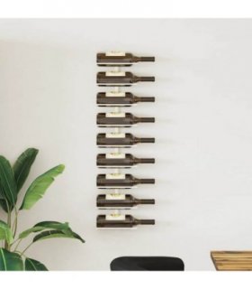 vidaXL Wall-mounted Wine Rack for 9 Bottles White Iron
