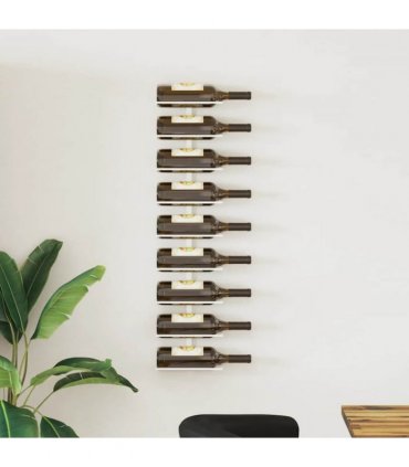 vidaXL Wall-mounted Wine Rack for 9 Bottles White Iron