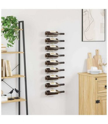 vidaXL Wall-mounted Wine Rack for 9 Bottles White Iron