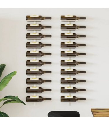 vidaXL Wall-mounted Wine Rack for 10 Bottles 2 pcs White Metal
