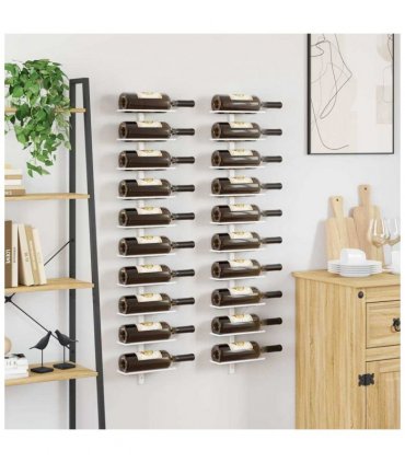 vidaXL Wall-mounted Wine Rack for 10 Bottles 2 pcs White Metal