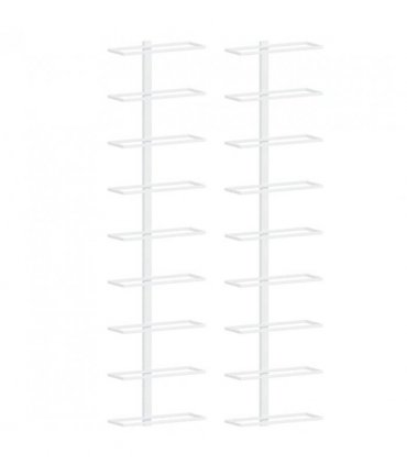 vidaXL Wall-mounted Wine Rack for 9 Bottles 2 pcs White Iron
