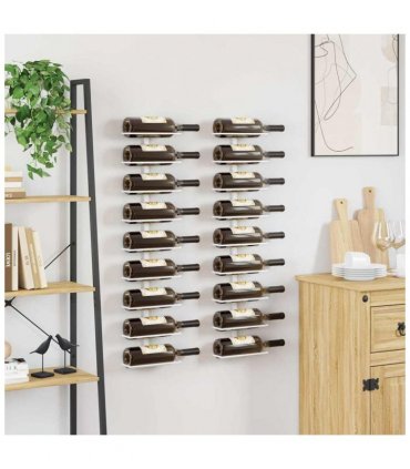 vidaXL Wall-mounted Wine Rack for 9 Bottles 2 pcs White Iron