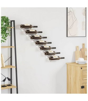 vidaXL Wall-mounted Wine Rack for 7 Bottles White Metal