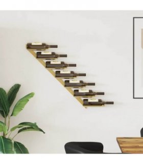 vidaXL Wall-mounted Wine Rack for 7 Bottles Gold Metal