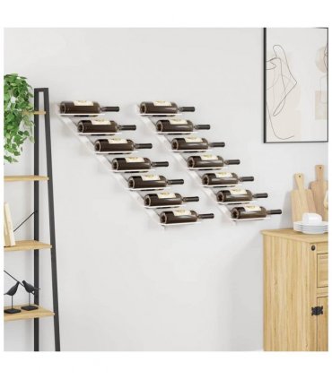 vidaXL Wall-mounted Wine Rack for 7 Bottles 2 pcs White Metal