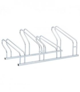 vidaXL Bicycle Stand for 4 Bikes Floor Freestanding Galvanised Steel — Colour: silver, Model: polygon