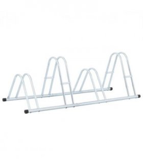 vidaXL Bicycle Stand for 4 Bikes Floor Freestanding Galvanised Steel — Colour: silver, Model: triangle