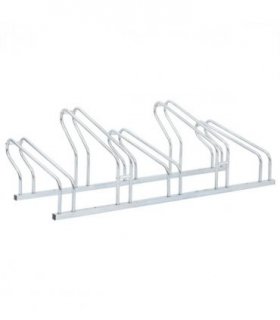 vidaXL Bicycle Stand for 5 Bikes Floor Freestanding Galvanised Steel — Colour: silver, Model: polygon