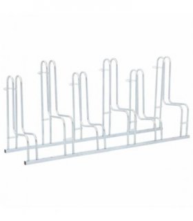 vidaXL Bicycle Stand for 6 Bikes Floor Freestanding Galvanised Steel — Colour: silver, Model: high bracket