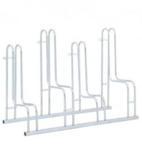 vidaXL Bicycle Stand for 4 Bikes Floor Freestanding Galvanised Steel — Colour: silver, Model: high bracket