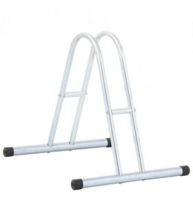 vidaXL Bicycle Stand for 1 Bike Floor Freestanding Galvanised Steel — Colour: silver, Model: triangle