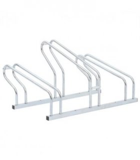 vidaXL Bicycle Stand for 3 Bikes Floor Freestanding Galvanised Steel — Colour: silver, Model: polygon