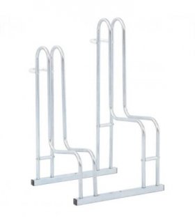 vidaXL Bicycle Stand for 2 Bikes Floor Freestanding Galvanised Steel — Colour: silver, Model: high bracket